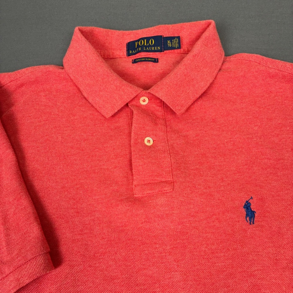 Polo Ralph Lauren Coral Red Short Sleeve Polo Shirt Men's Size Large Preppy